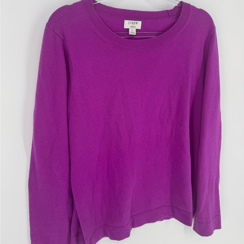 J. Crew Teddie Women's Magenta Cotton Wool Blend Sweater, Size L